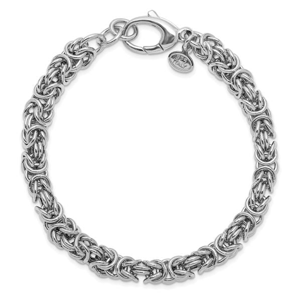Leslie's Sterling Silver Rhodium-plated w/ .5in ext Byzantine Bracelet - Image 4