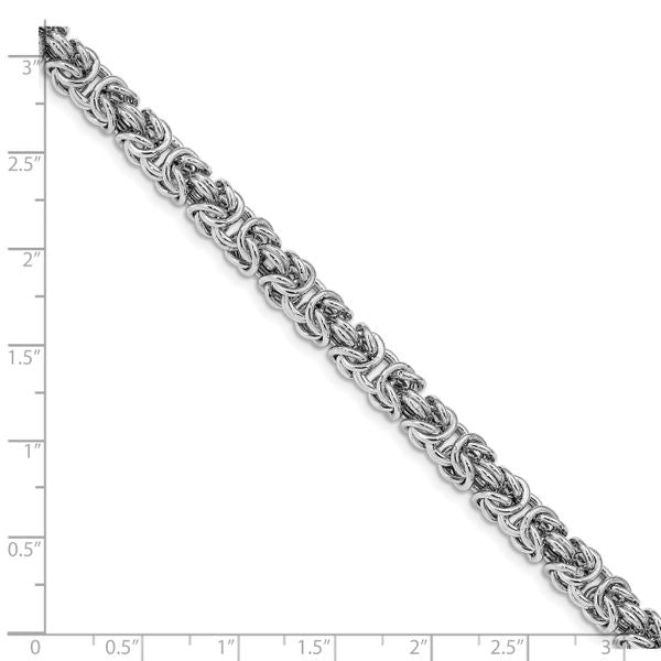 Leslie's Sterling Silver Rhodium-plated w/ .5in ext Byzantine Bracelet - Image 5