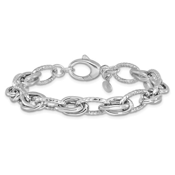 Leslie's Sterling Silver Rhodium-plated D/C Polished w/ .5in ext. Bracelet - Image 3