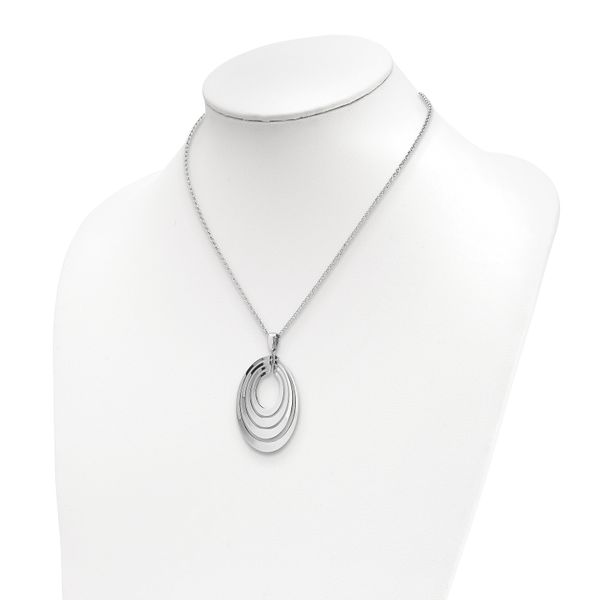 Leslie's Sterling Silver Rh-plat Polished & Brushed w/ 1.25in ext. Necklace - Image 3