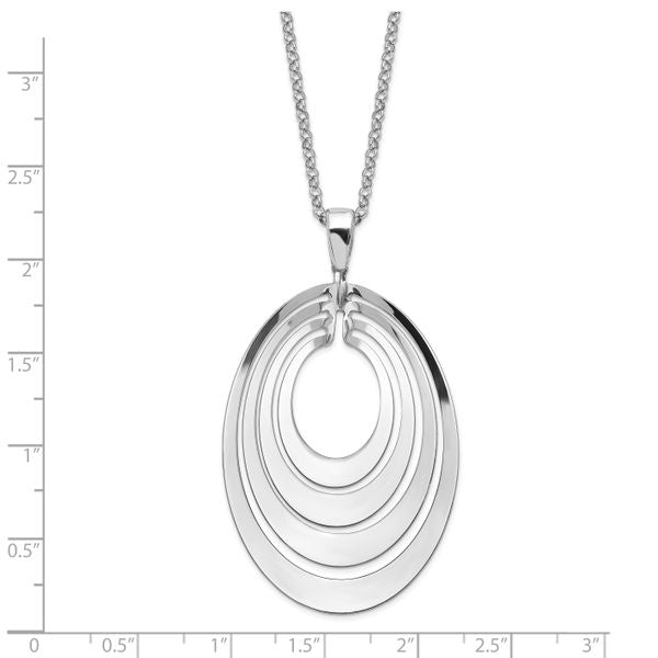 Leslie's Sterling Silver Rh-plat Polished & Brushed w/ 1.25in ext. Necklace - Image 4