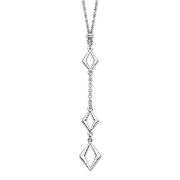 Leslie's Sterling Silver Rhodium-plated Adj. w/ 1.5in ext. Necklace