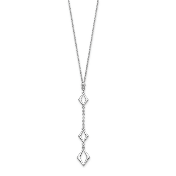 Leslie's Sterling Silver Rhodium-plated Adj. w/ 1.5in ext. Necklace - Image 2