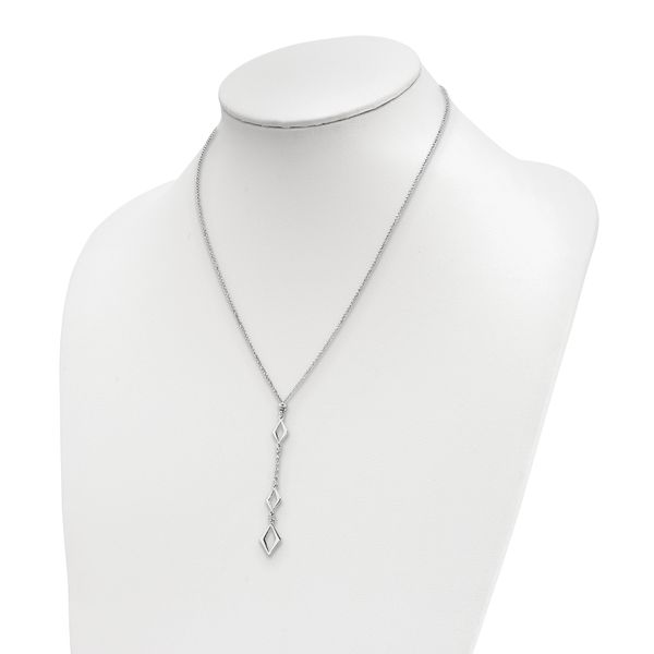 Leslie's Sterling Silver Rhodium-plated Adj. w/ 1.5in ext. Necklace - Image 3