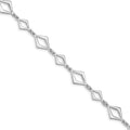 Leslie's Sterling Silver Rhodium-plated Polished w/ .75in ext Bracelet