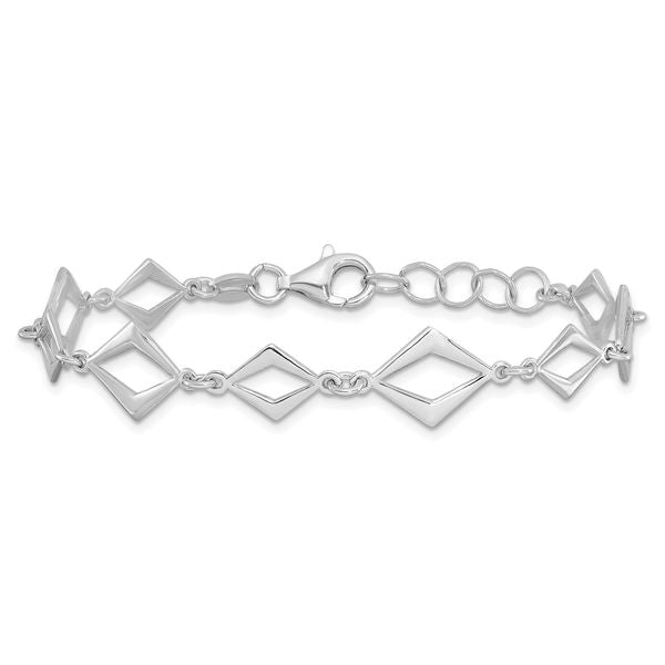 Leslie's Sterling Silver Rhodium-plated Polished w/ .75in ext Bracelet - Image 3