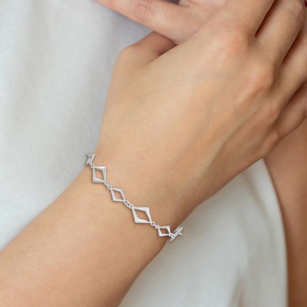 Leslie's Sterling Silver Rhodium-plated Polished w/ .75in ext Bracelet - Image 5