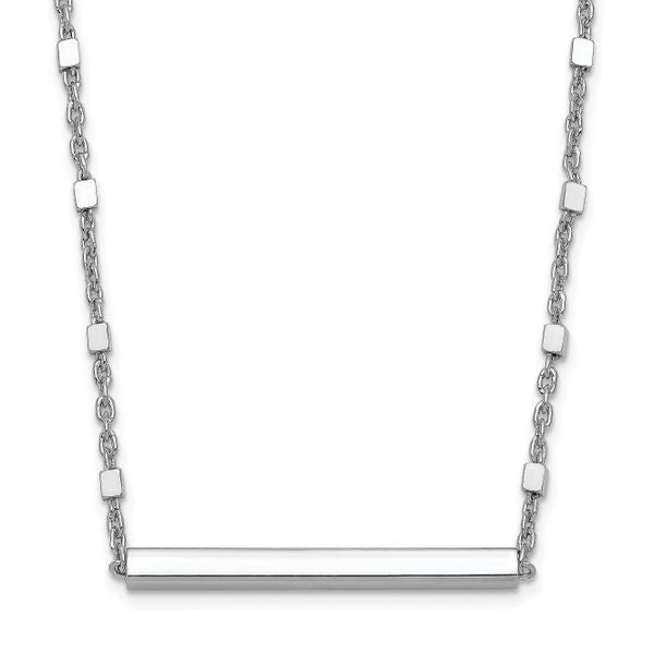 Leslie's Sterling Silver Rhodium-plated Polished w/ 1.25in ext. Necklace