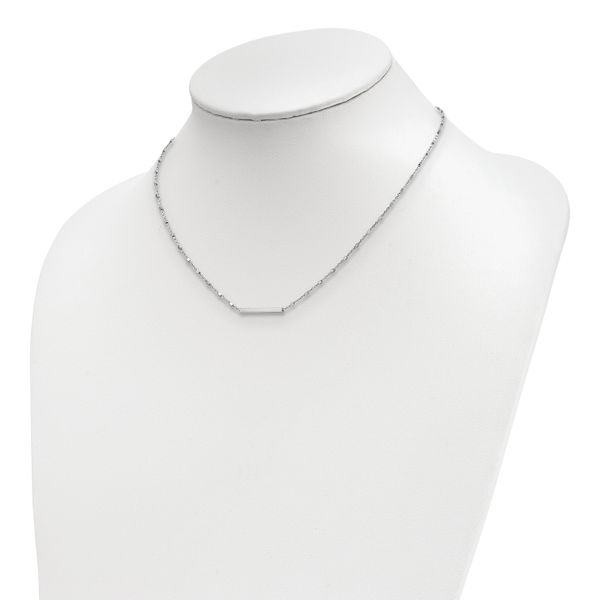 Leslie's Sterling Silver Rhodium-plated Polished w/ 1.25in ext. Necklace - Image 3