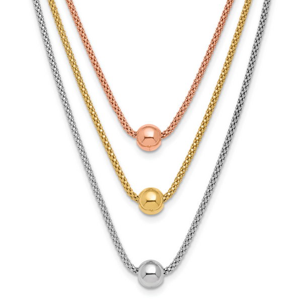 Leslie's Sterling Silver Rose & Yellow Gold-plated w/ 2in ext. Necklace