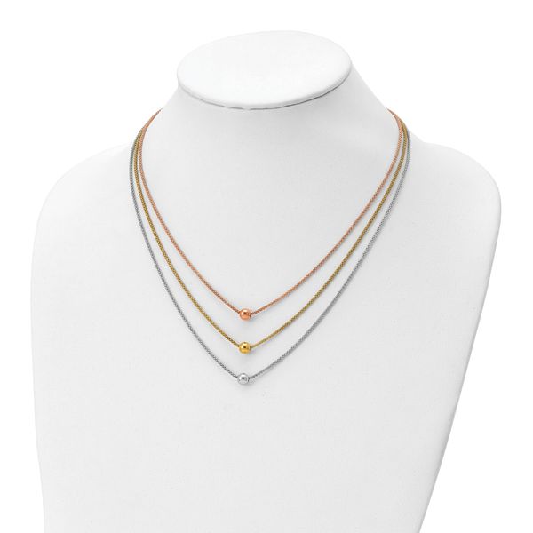 Leslie's Sterling Silver Rose & Yellow Gold-plated w/ 2in ext. Necklace - Image 2