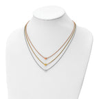 Leslie's Sterling Silver Rose & Yellow Gold-plated w/ 2in ext. Necklace - Image 2