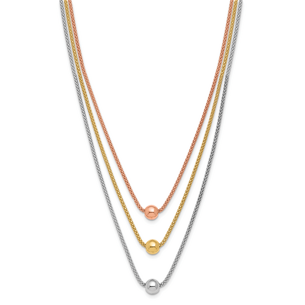 Leslie's Sterling Silver Rose & Yellow Gold-plated w/ 2in ext. Necklace - Image 3