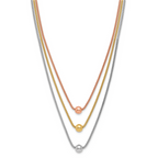 Leslie's Sterling Silver Rose & Yellow Gold-plated w/ 2in ext. Necklace - Image 3