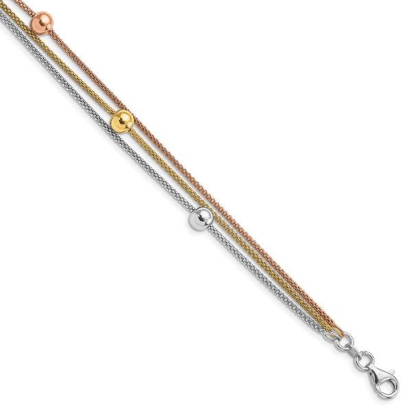 Leslie's Sterling Silver Rose & Yellow Gold-plated w/ 1in ext Bracelet