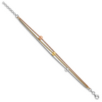 Leslie's Sterling Silver Rose & Yellow Gold-plated w/ 1in ext Bracelet - Image 2