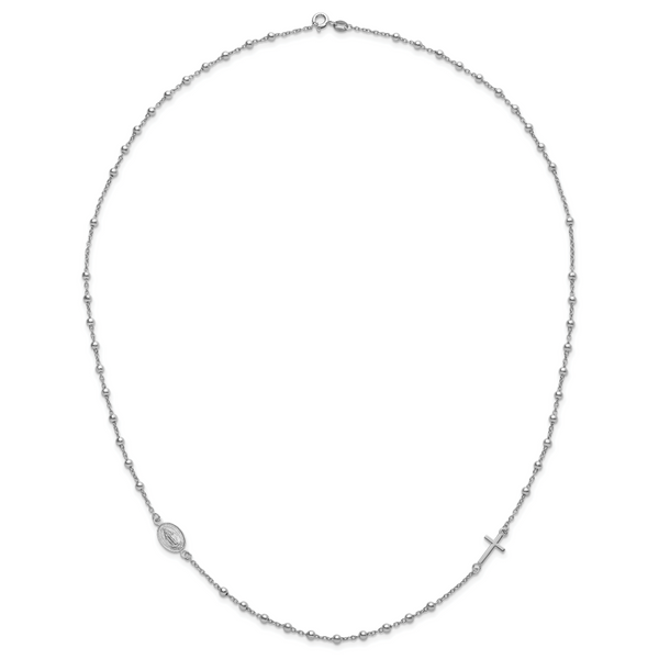Leslie's Sterling Silver Rhod-pl Cross and Miraculous Medal Necklace - Image 4