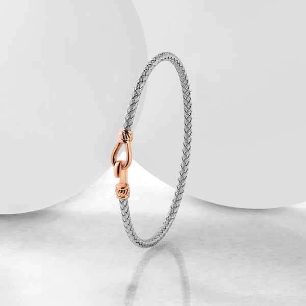 Leslie's Sterling Silver & Rose Gold-plated Flexible Cuff - Image 4