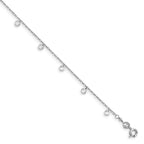 Leslie's Sterling Silver Rhod-plated w/1.25 in ext. Crystal Anklet