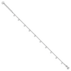 Leslie's Sterling Silver Rhod-plated w/1.25 in ext. Crystal Anklet - Image 2