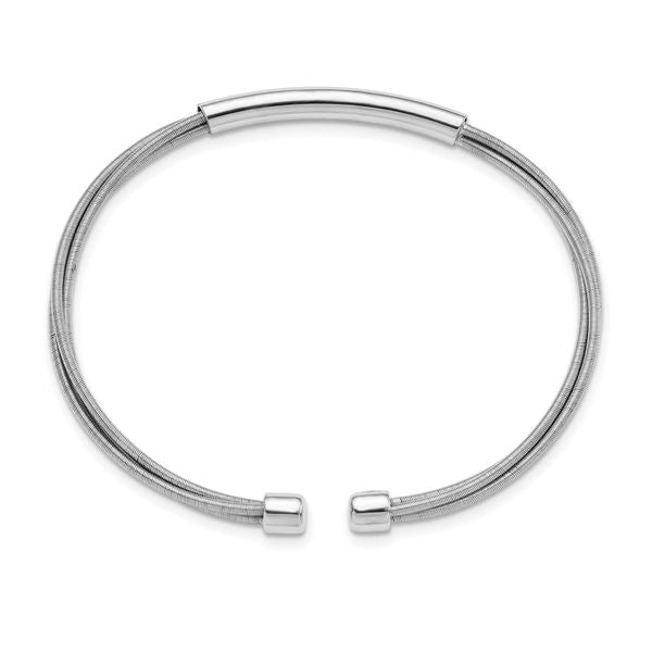 Sterling Silver Rhodium-plated Cuff Bangle - Image 2
