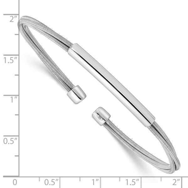Sterling Silver Rhodium-plated Cuff Bangle - Image 3