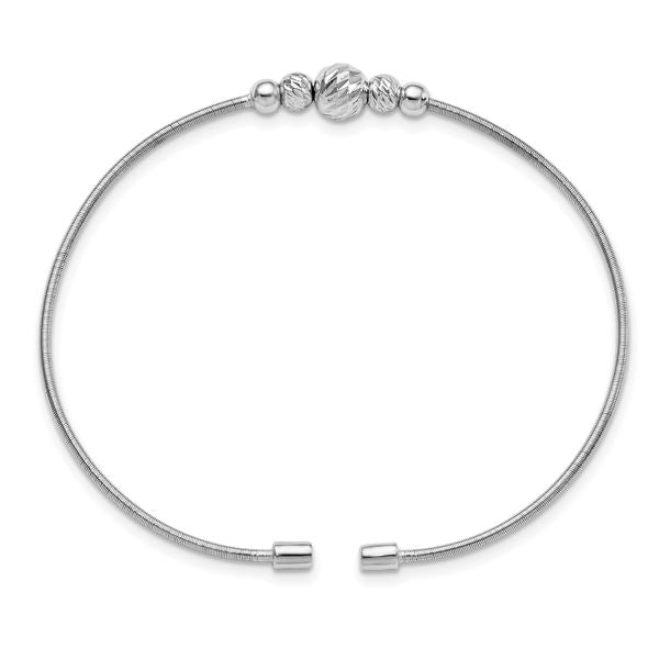 Leslie's Sterling Silver Rhodium-plated D/C Beaded Cuff Bangle - Image 2