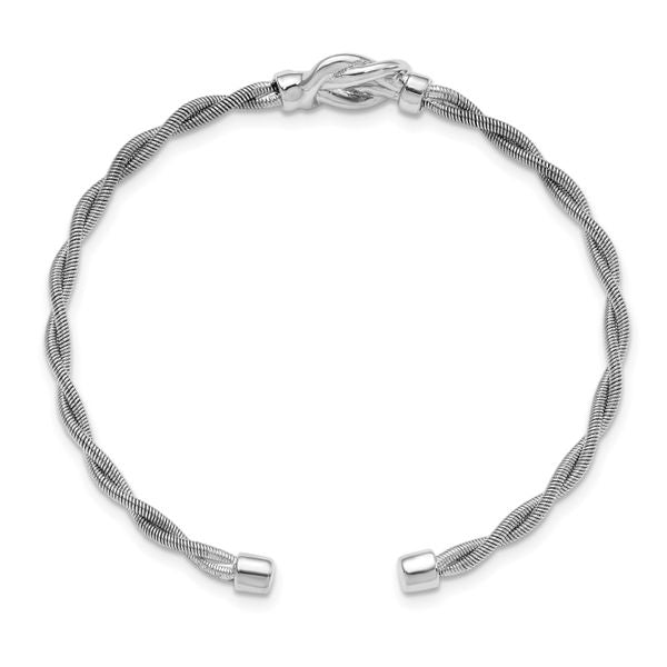 Sterling Silver Rhodium-plated Twisted Cuff Bangle - Image 2