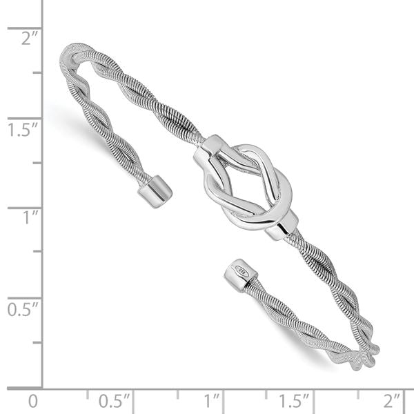 Sterling Silver Rhodium-plated Twisted Cuff Bangle - Image 3