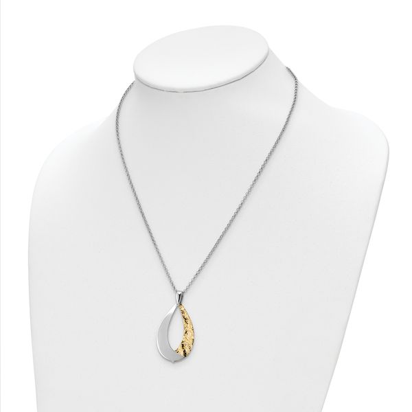 Leslie's Sterling Silver RH-plate Gold-plate D/C 18in Plus 1in ext Necklace - Image 2