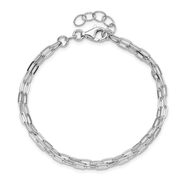 Leslie's Sterling Silver Rhodium-plated Multi-strand w/ 1in Bracelet - Image 4