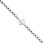 Leslie's Sterling Silver Rhodium-plated Cross Rolo Bracelet