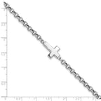 Leslie's Sterling Silver Rhodium-plated Cross Rolo Bracelet - Image 5