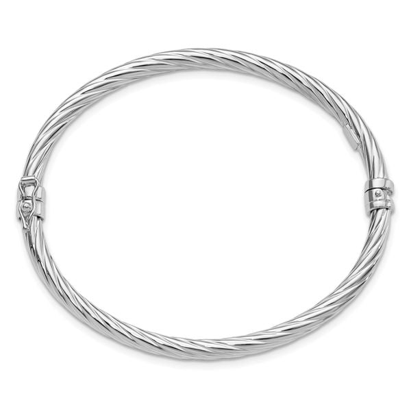 Sterling Silver Rhodium-plated Twisted Bangle - Image 2