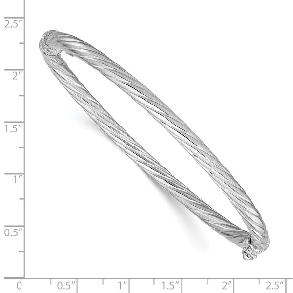 Sterling Silver Rhodium-plated Twisted Bangle - Image 3
