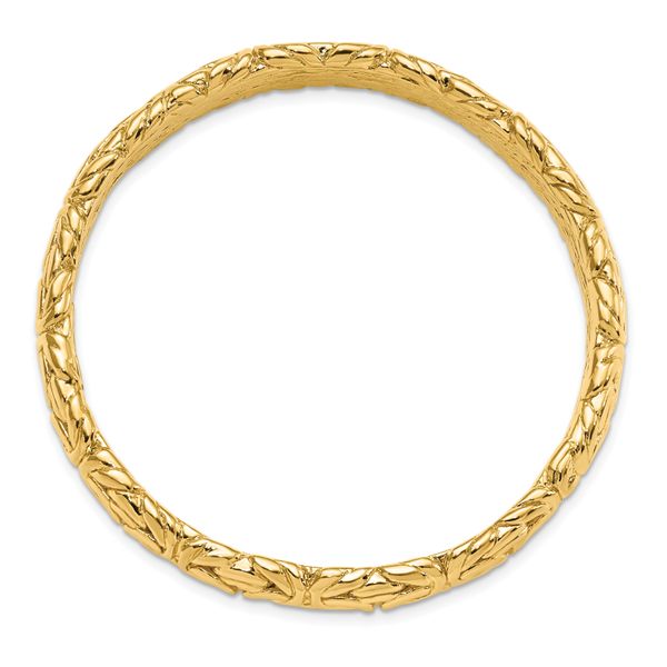 Sterling Silver Gold-tone Textured Hollow Bangle - Image 2