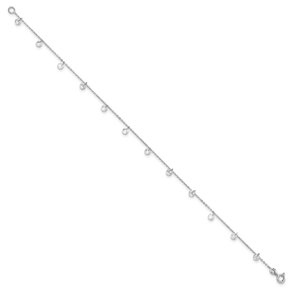 Leslie's Sterling Silver Rhodium-plated CZ Anklet - Image 2
