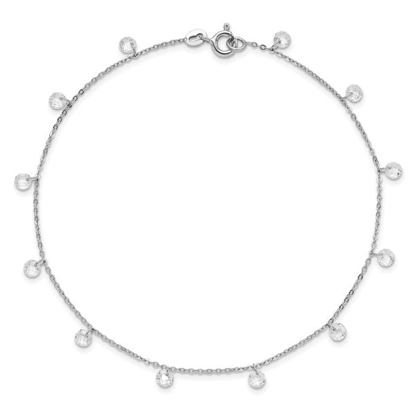 Leslie's Sterling Silver Rhodium-plated CZ Anklet - Image 4
