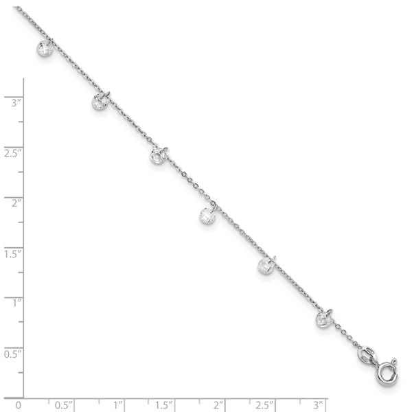 Leslie's Sterling Silver Rhodium-plated CZ Anklet - Image 5