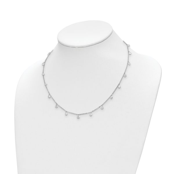 Leslie's Sterling Silver Rhodium-plated CZ w/1in ext. Necklace - Image 2