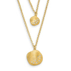 Leslie's Radiant Essence SS Gold-pl CZ Brushed 2-strand w/ 1.75 ext. Necklace