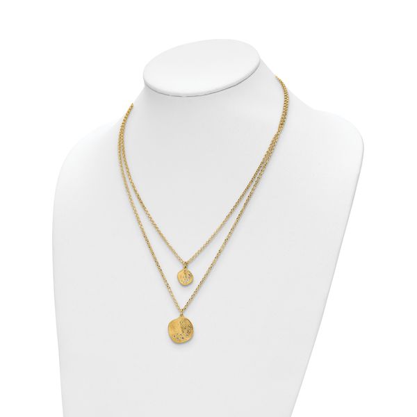 Leslie's Radiant Essence SS Gold-pl CZ Brushed 2-strand w/ 1.75 ext. Necklace - Image 2