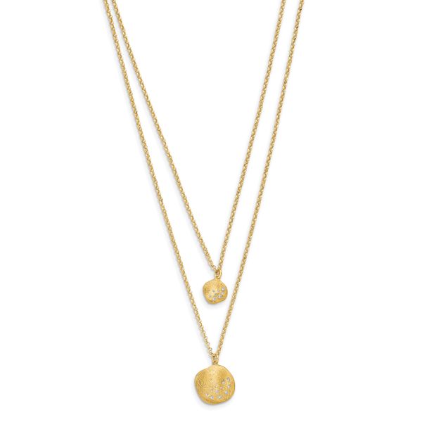 Leslie's Radiant Essence SS Gold-pl CZ Brushed 2-strand w/ 1.75 ext. Necklace - Image 3