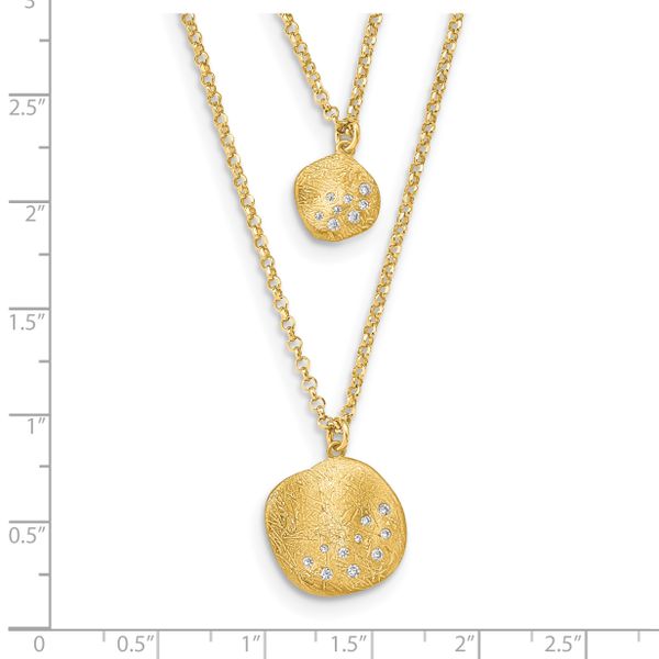 Leslie's Radiant Essence SS Gold-pl CZ Brushed 2-strand w/ 1.75 ext. Necklace - Image 4