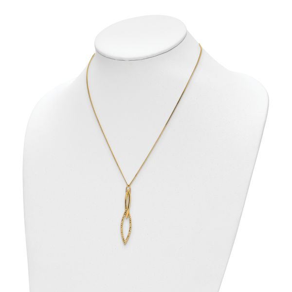 Leslie's Sterling Silver Gold-plated Dia Cut with 1.5in ext. Necklace - Image 2