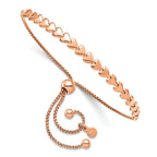 Leslie's Sterling Silver Rose-tone Polished Heart Bolo Bracelet