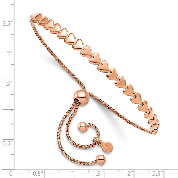 Leslie's Sterling Silver Rose-tone Polished Heart Bolo Bracelet - Image 2