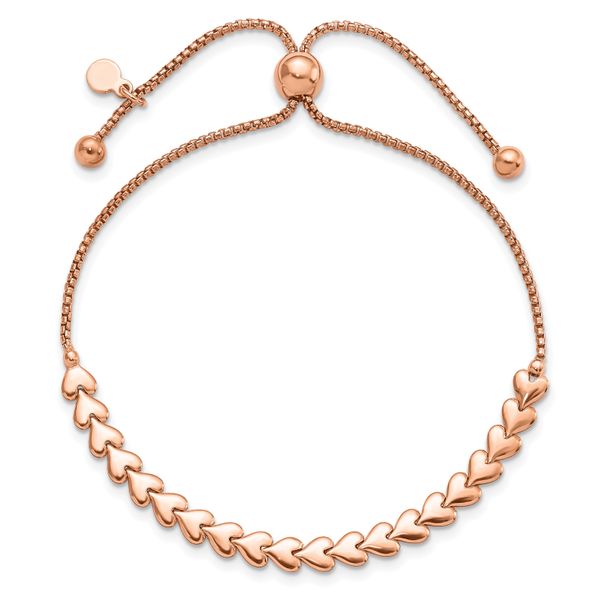Leslie's Sterling Silver Rose-tone Polished Heart Bolo Bracelet - Image 3