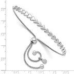Leslie's Sterling Silver Rhodium-plated Polished Heart Bolo Bracelet - Image 2