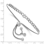 Leslie's Sterling Silver Rhodium-plated Polished CZ Bolo Bracelet - Image 2